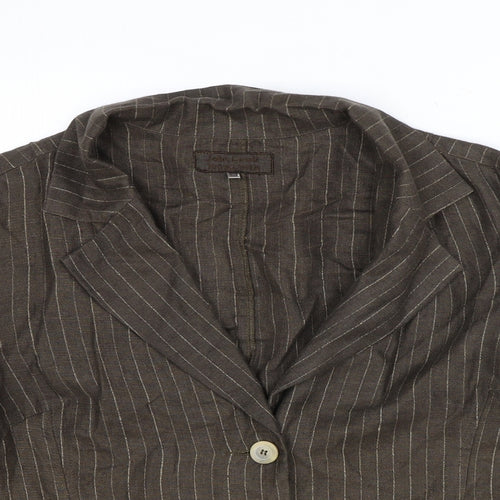 John Lewis Womens Brown Striped Linen Jacket Blazer Size 10
