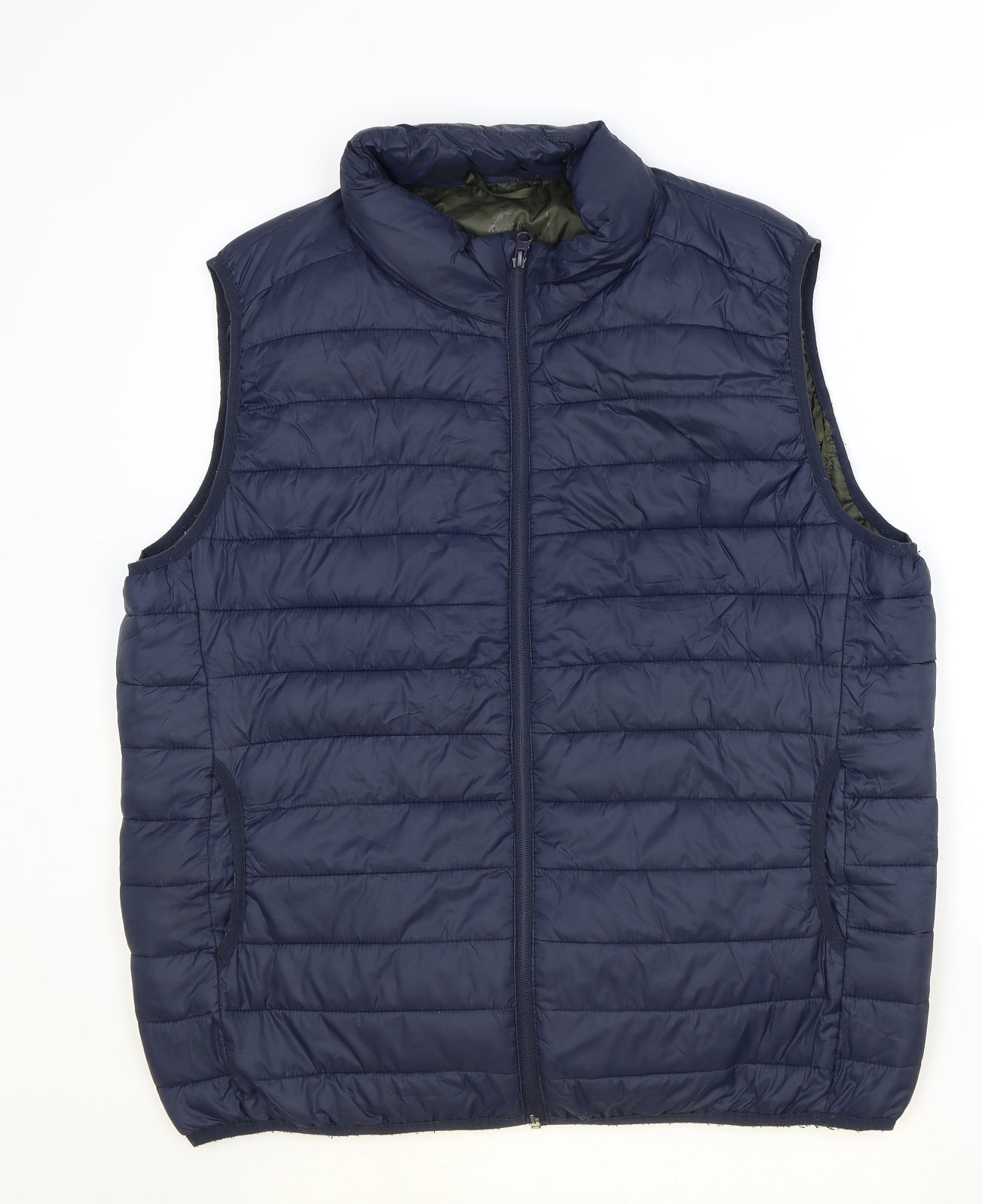 Cedar Wood State Mens Blue Quilted Waistcoat Size XL Zip