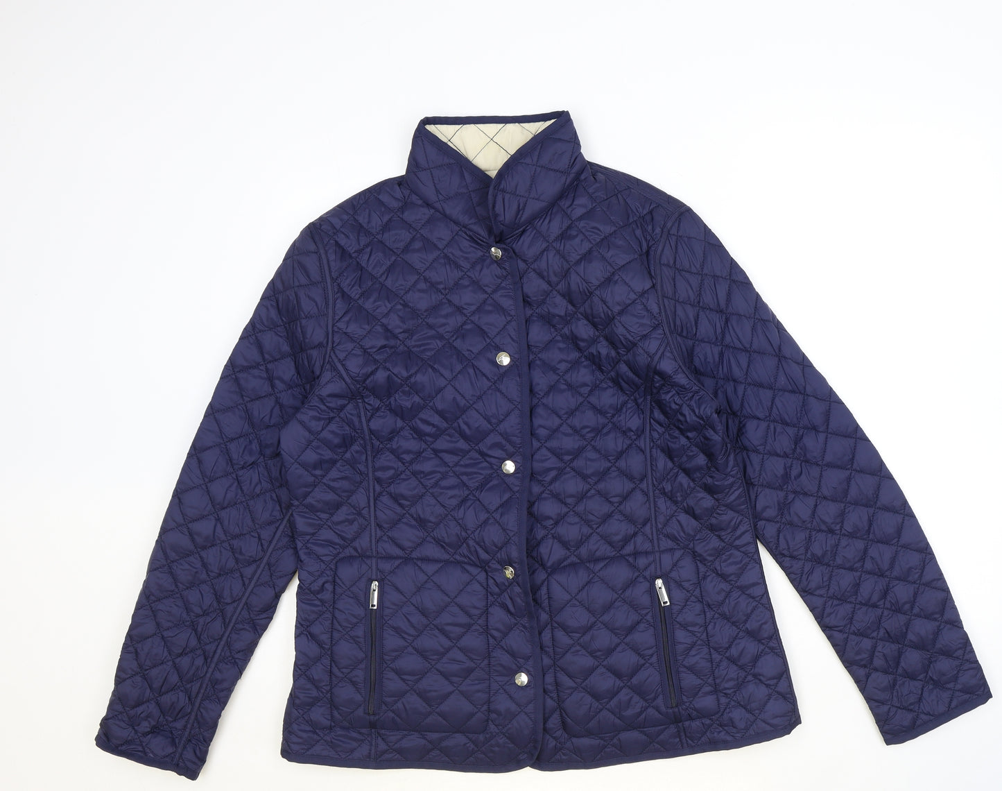 Norman Womens Blue Quilted Jacket Size 14 Snap