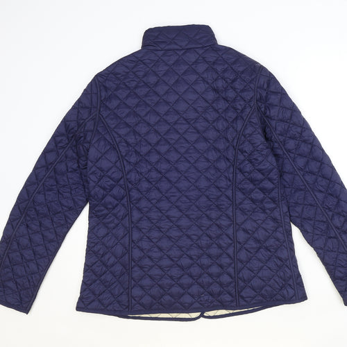 Norman Womens Blue Quilted Jacket Size 14 Snap