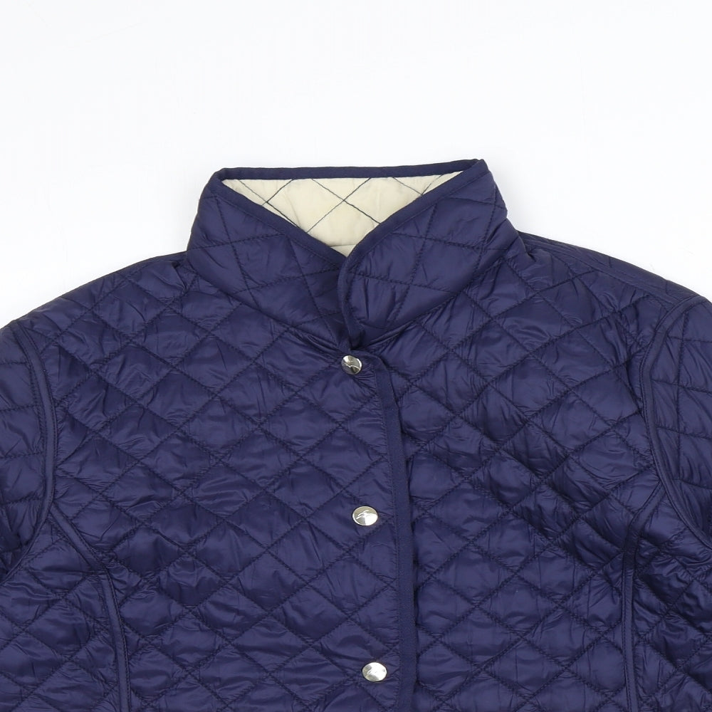 Norman Womens Blue Quilted Jacket Size 14 Snap