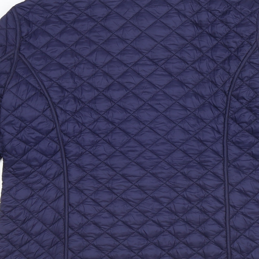 Norman Womens Blue Quilted Jacket Size 14 Snap