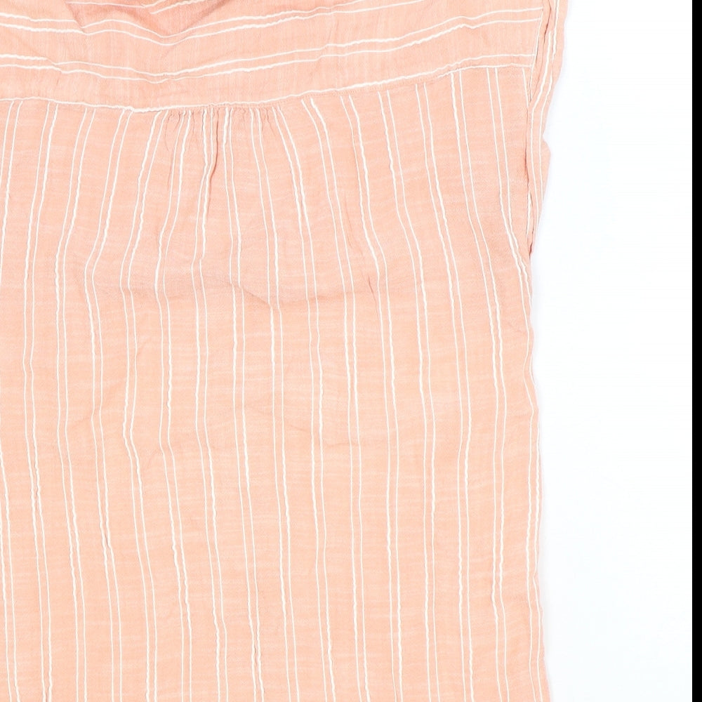 NEXT Womens Pink Striped Viscose Basic Button-Up Size 12 Collared