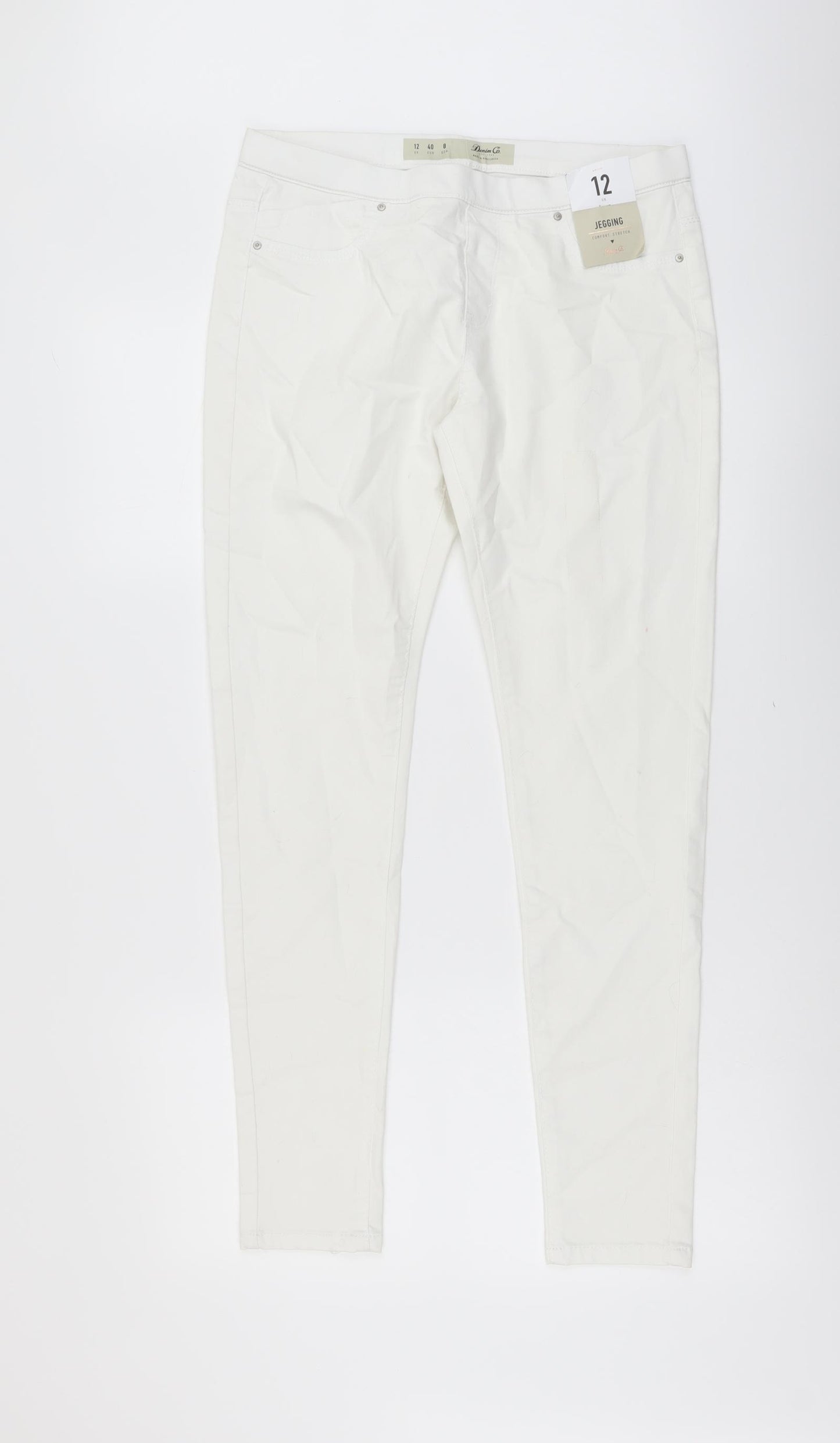 Denim & Co. Womens White Cotton Jegging Jeans Size 12 L29 in Regular