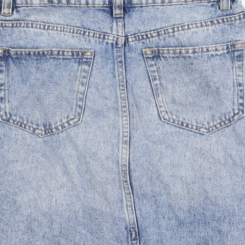 H&M Womens Blue Cotton Straight & Pencil Skirt Size 6 Button