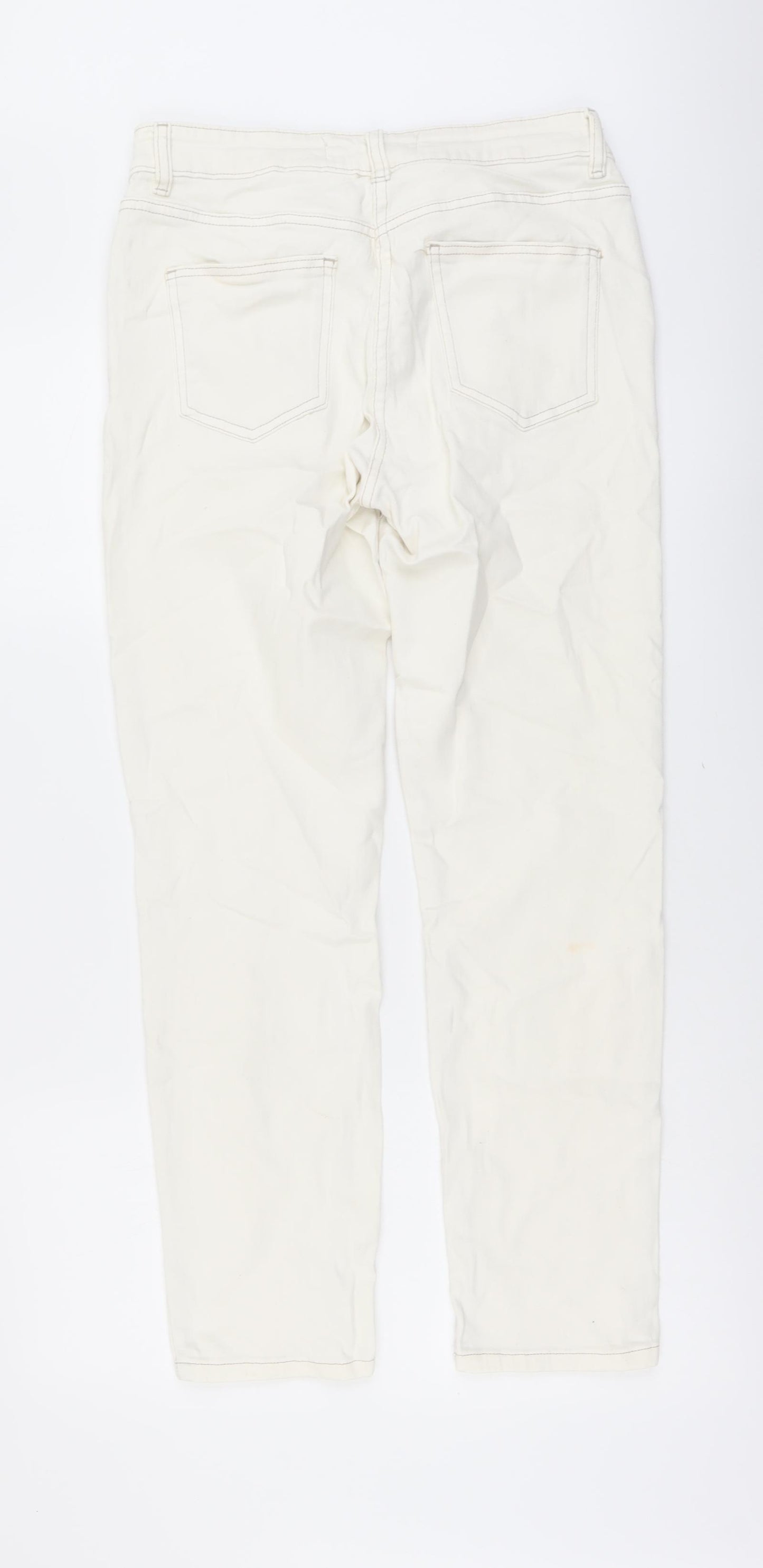 NEXT Womens Ivory Cotton Skinny Jeans Size 10 L29 in Regular Button