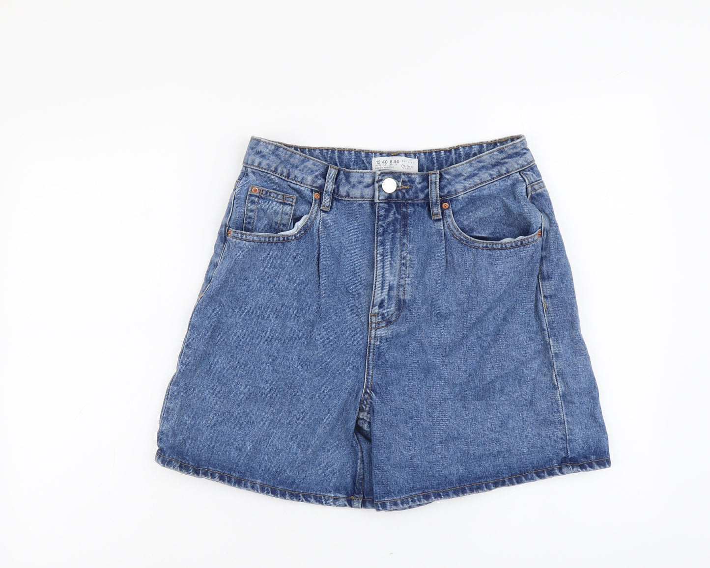 Denim & Co. Womens Blue Cotton Mom Shorts Size 12 L6 in Regular Button