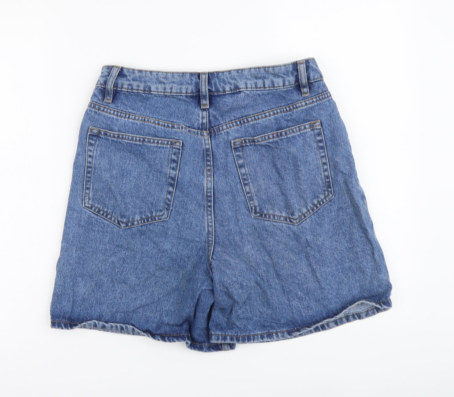 Denim & Co. Womens Blue Cotton Mom Shorts Size 12 L6 in Regular Button
