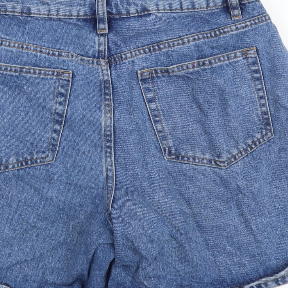 Denim & Co. Womens Blue Cotton Mom Shorts Size 12 L6 in Regular Button