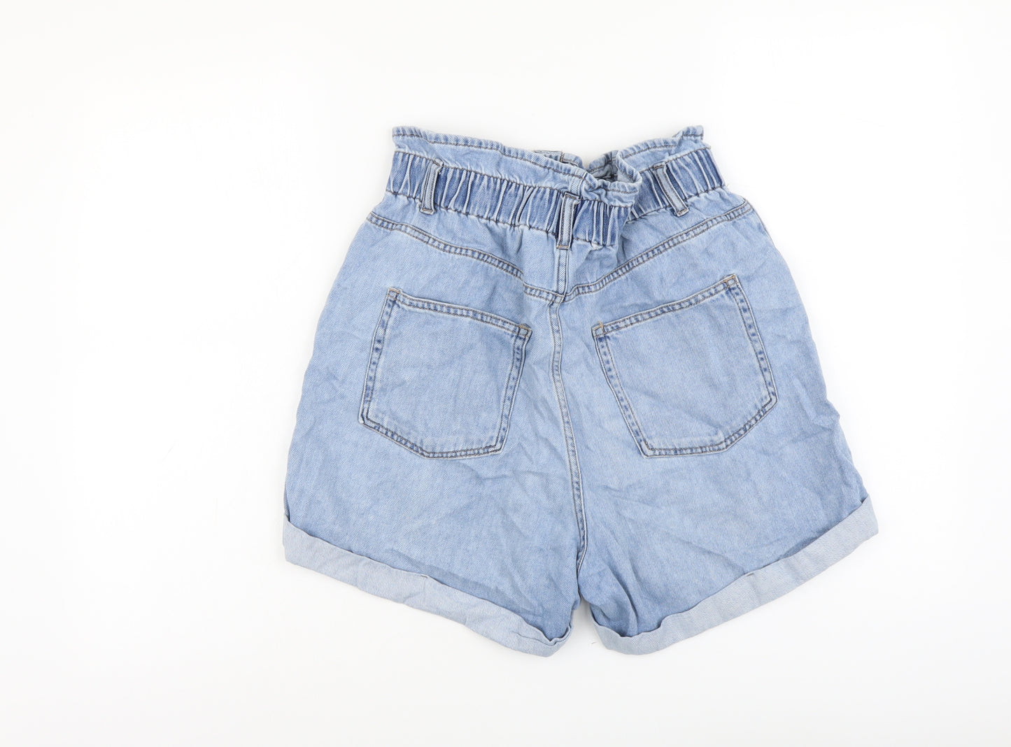 H&M Womens Blue Cotton Basic Shorts Size 12 L3 in Regular Snap