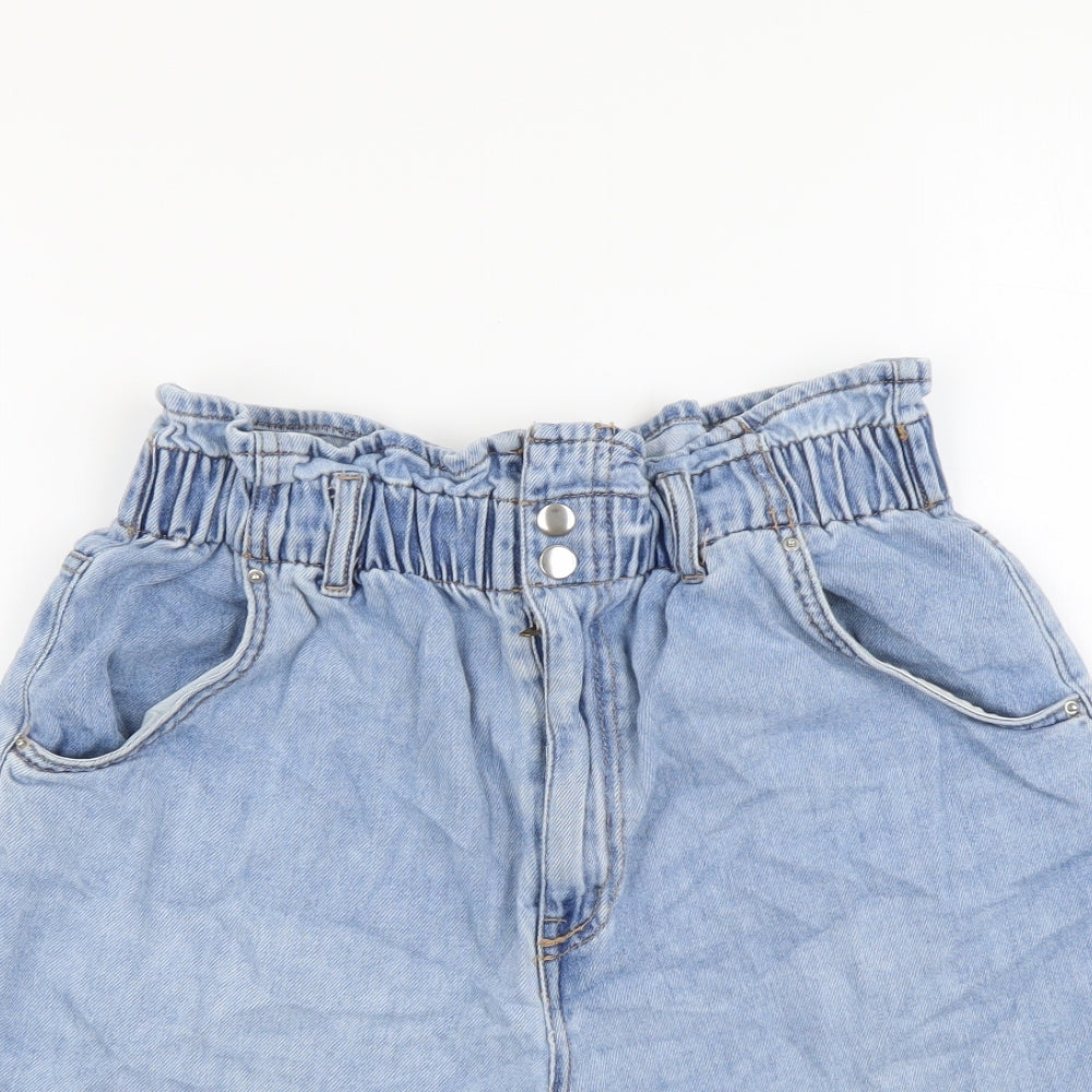 H&M Womens Blue Cotton Basic Shorts Size 12 L3 in Regular Snap