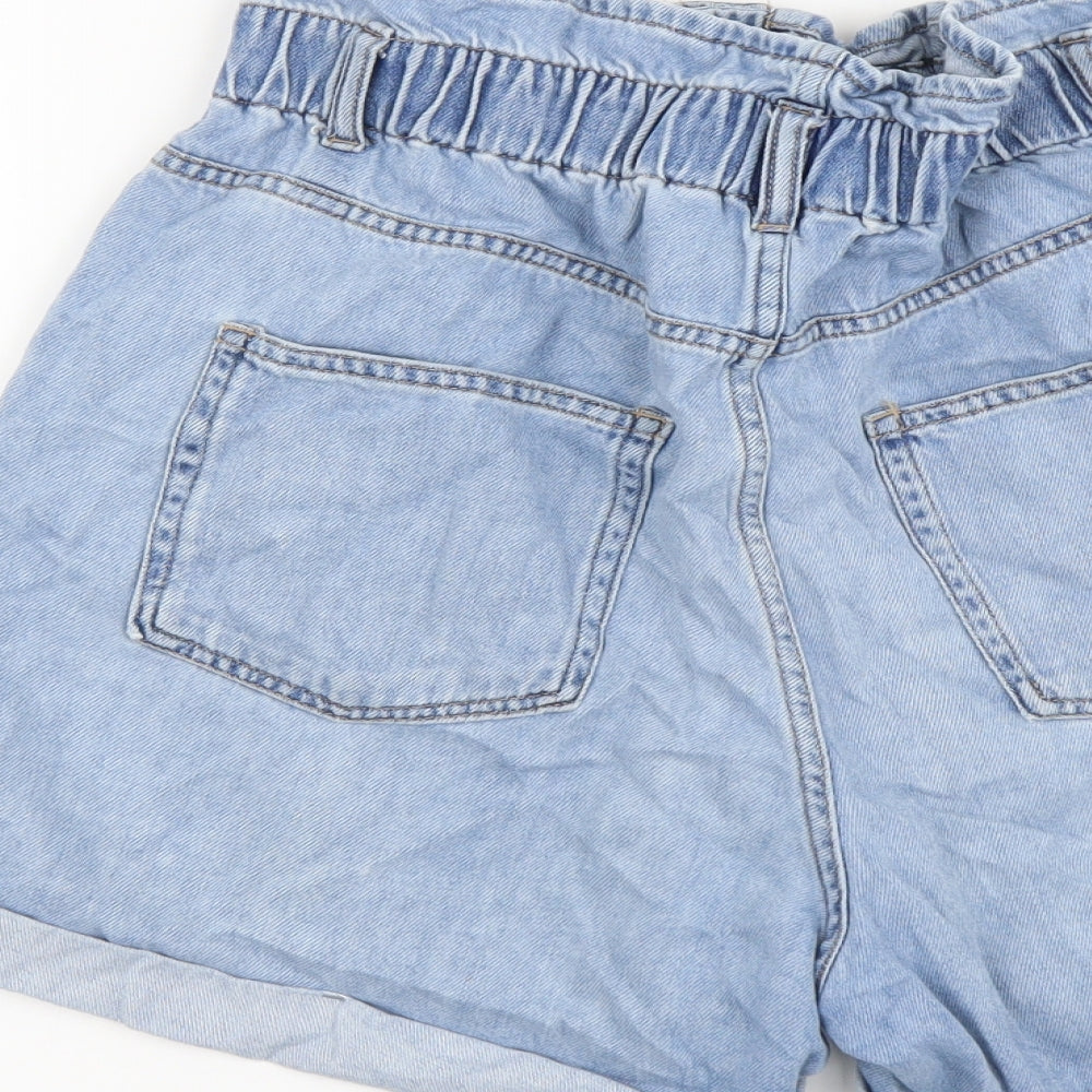 H&M Womens Blue Cotton Basic Shorts Size 12 L3 in Regular Snap