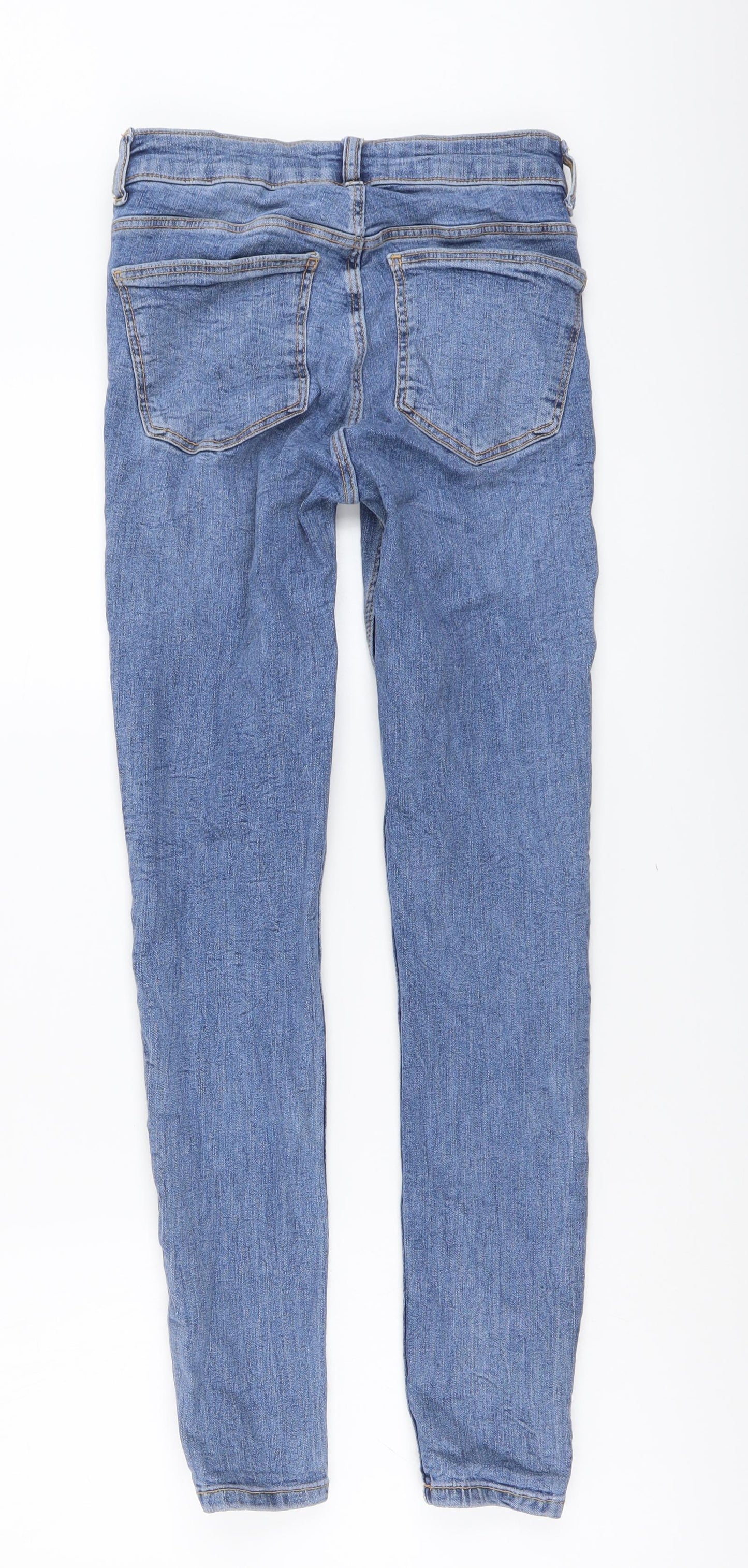Zara Womens Blue Cotton Skinny Jeans Size 8 L28 in Regular Button
