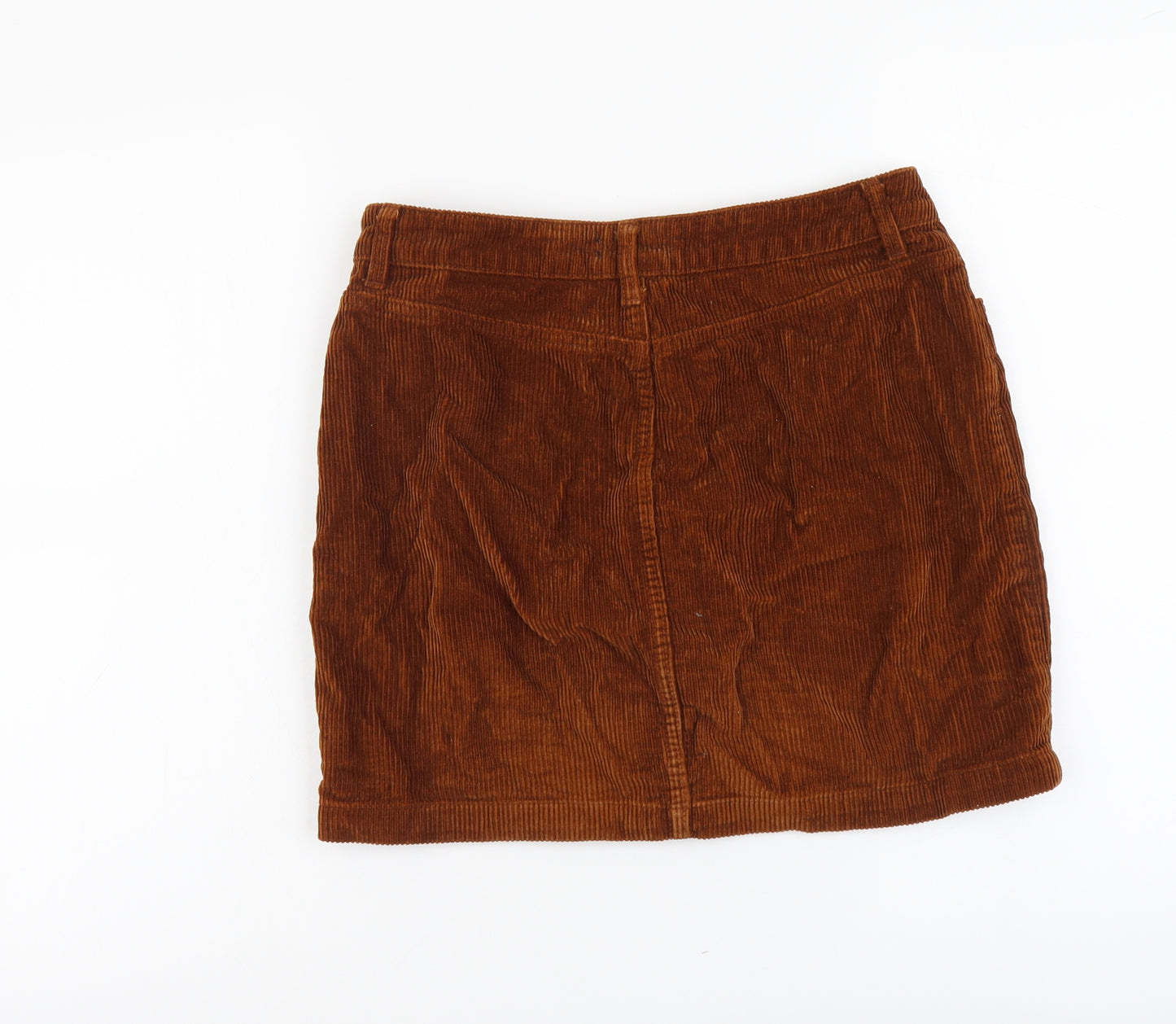 New Look Womens Brown Cotton Mini Skirt Size 12 Button