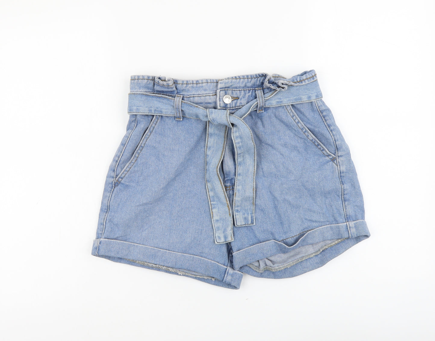 Denim & Co. Womens Blue Cotton Boyfriend Shorts Size 10 L3 in Regular Button