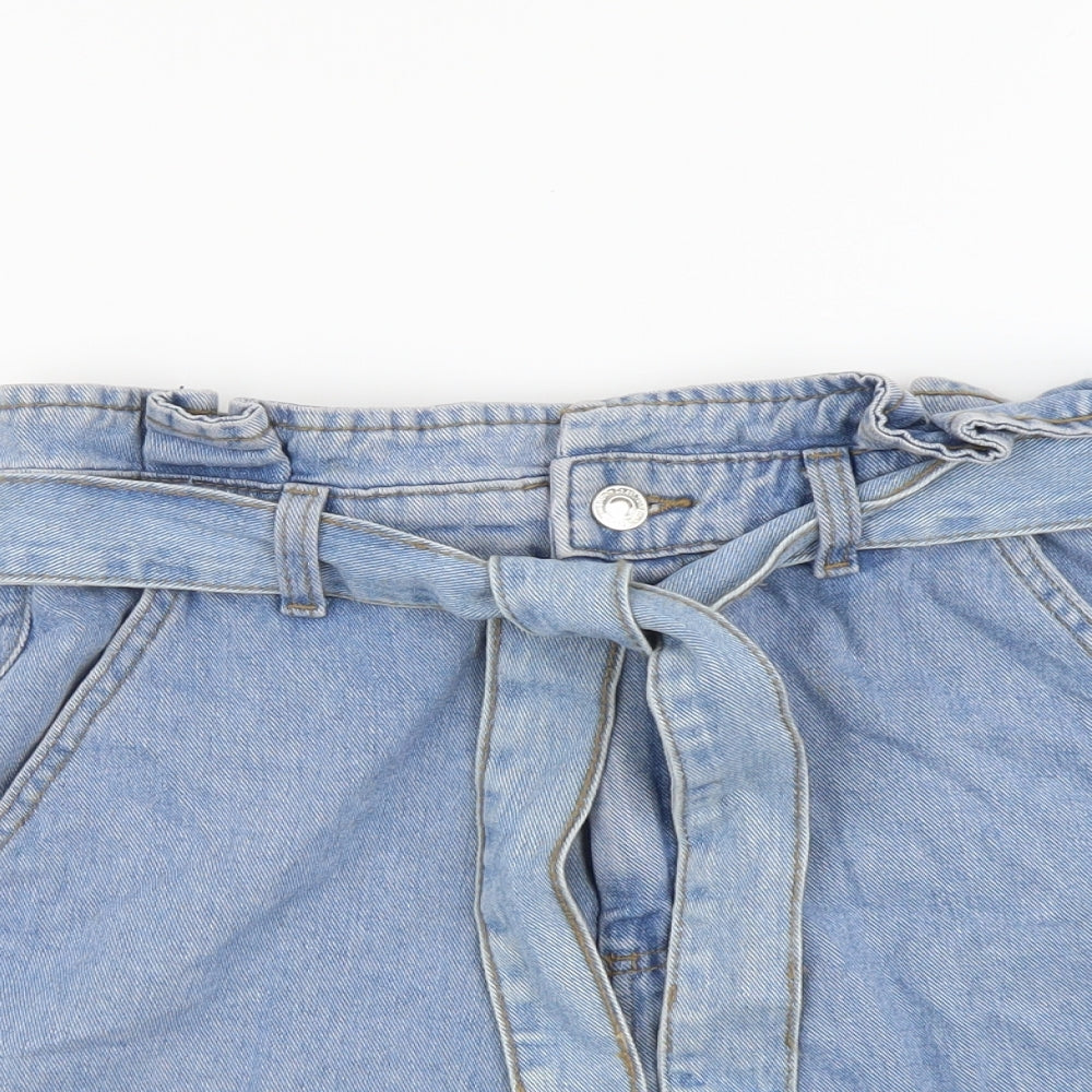 Denim & Co. Womens Blue Cotton Boyfriend Shorts Size 10 L3 in Regular Button