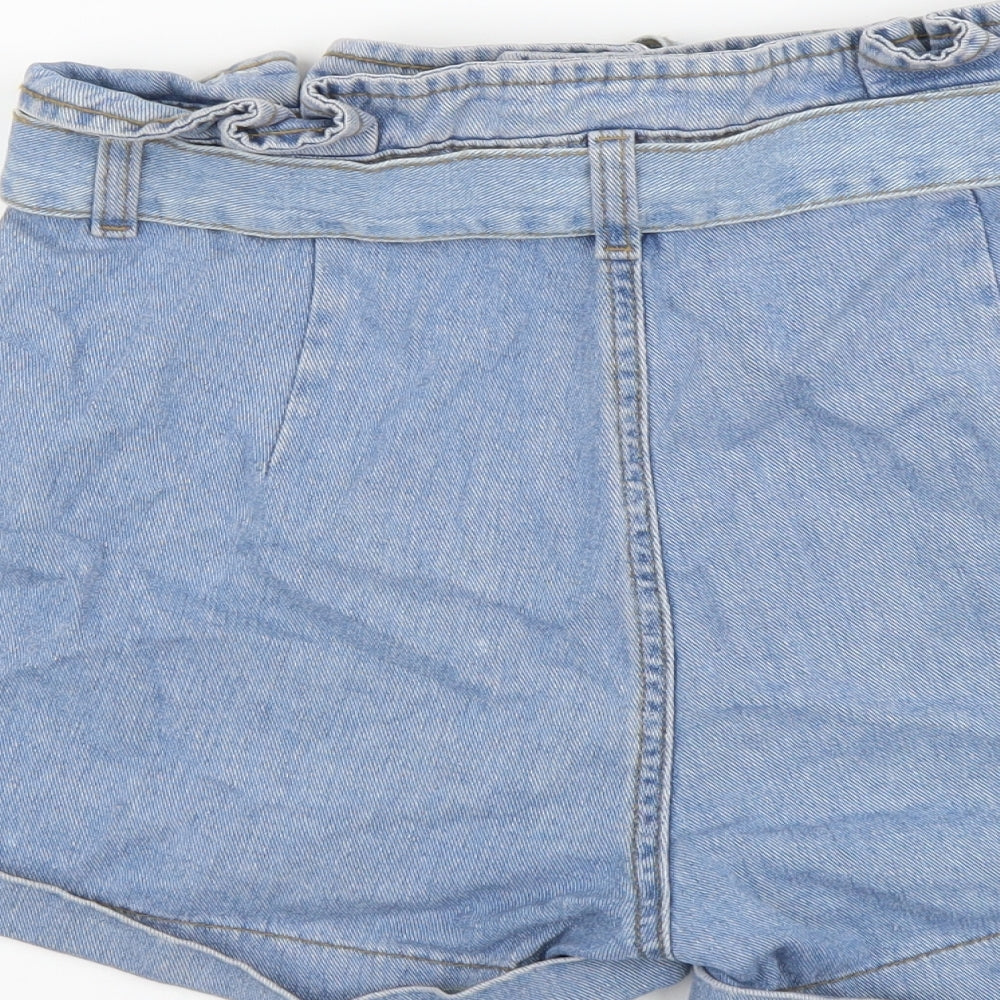 Denim & Co. Womens Blue Cotton Boyfriend Shorts Size 10 L3 in Regular Button