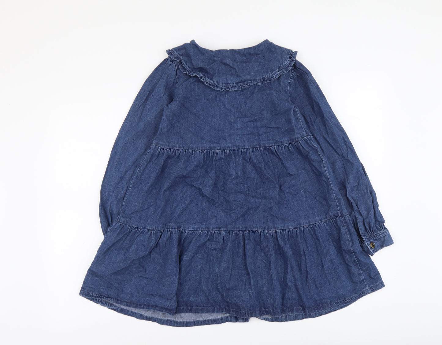 F&F Girls Blue Cotton A-Line Size 10-11 Years Collared Button