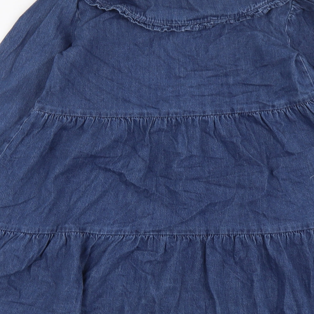 F&F Girls Blue Cotton A-Line Size 10-11 Years Collared Button