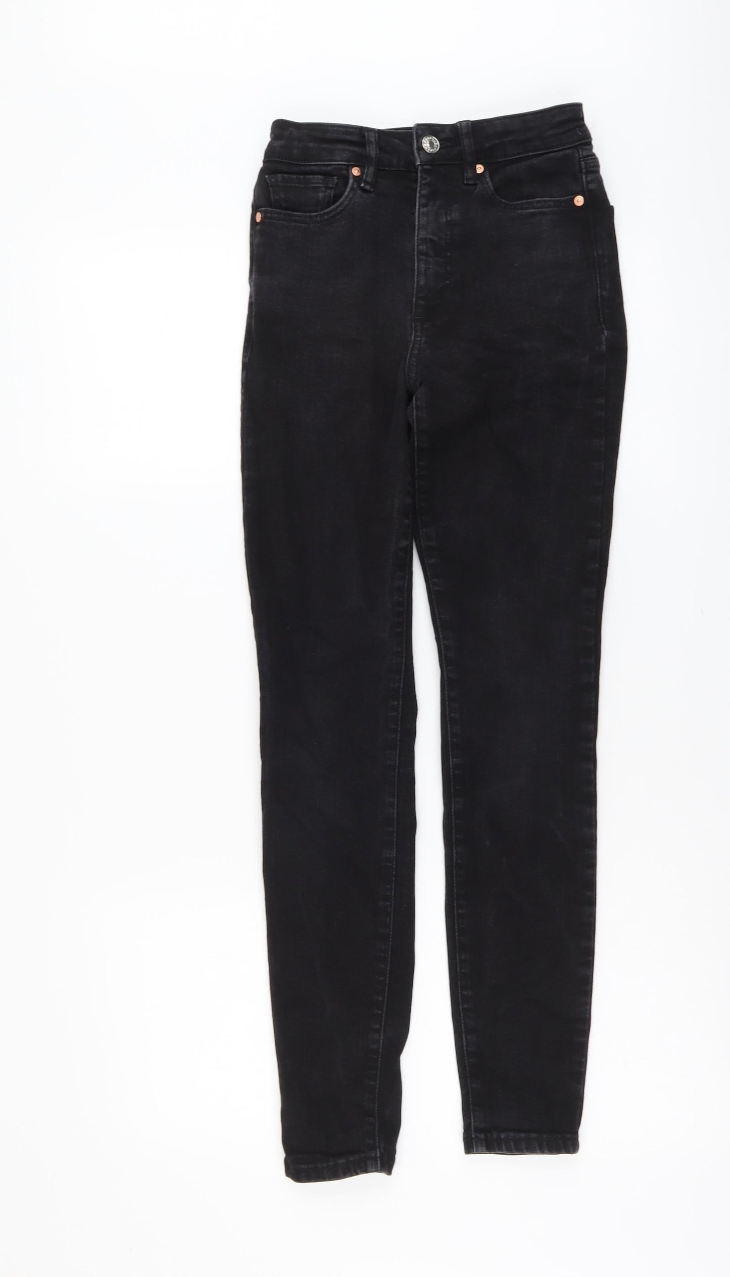 Mango Womens Black Cotton Skinny Jeans Size 4 L28 in Regular Button