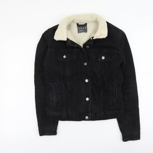 Denim & Co. Womens Black Jacket Size 6 Button