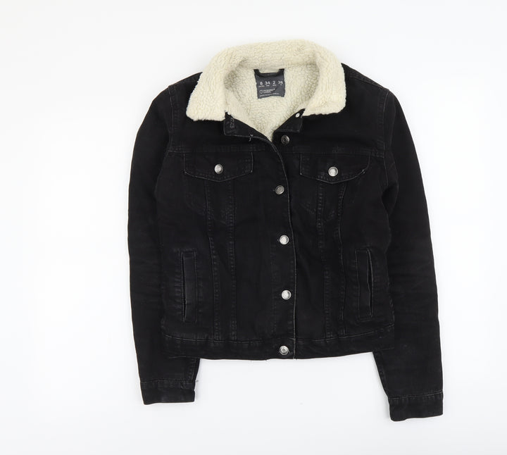 Denim & Co. Womens Black Jacket Size 6 Button