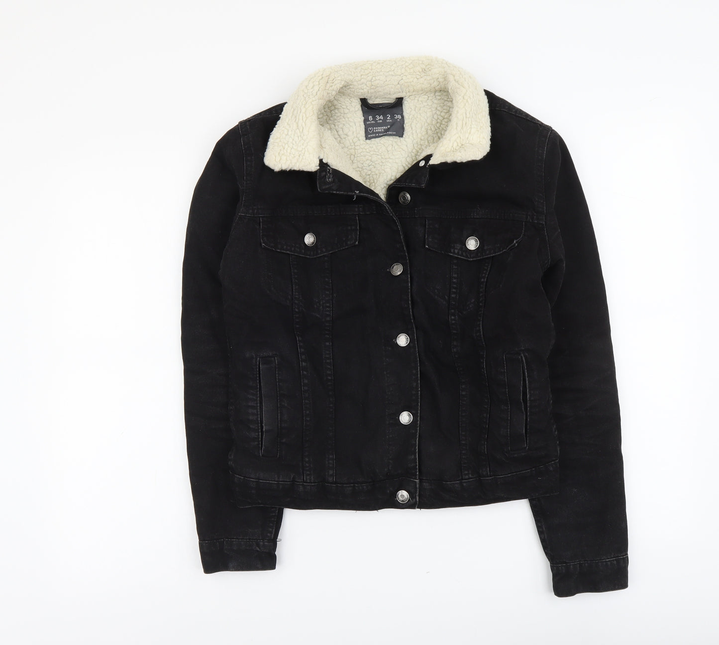 Denim & Co. Womens Black Jacket Size 6 Button