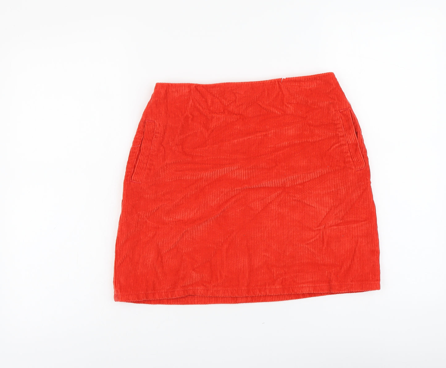 New Look Womens Red Cotton Mini Skirt Size 8 Zip