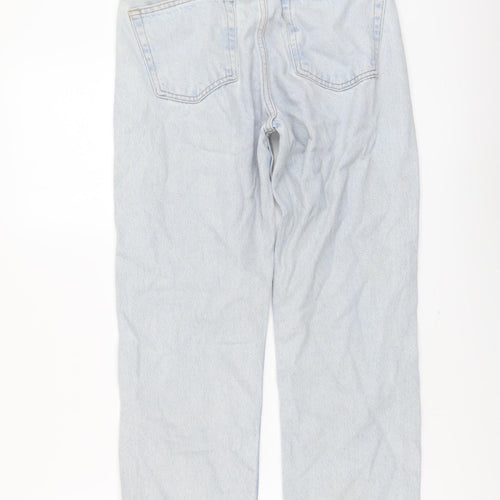 Mango Womens Blue Cotton Straight Jeans Size 4 L25 in Regular Button