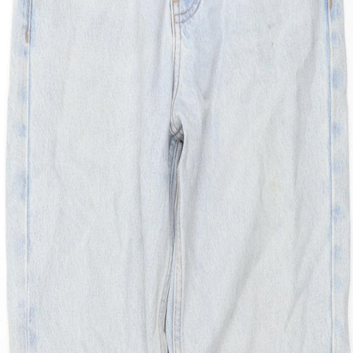 Mango Womens Blue Cotton Straight Jeans Size 4 L25 in Regular Button