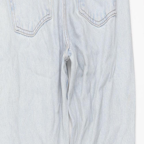 Mango Womens Blue Cotton Straight Jeans Size 4 L25 in Regular Button
