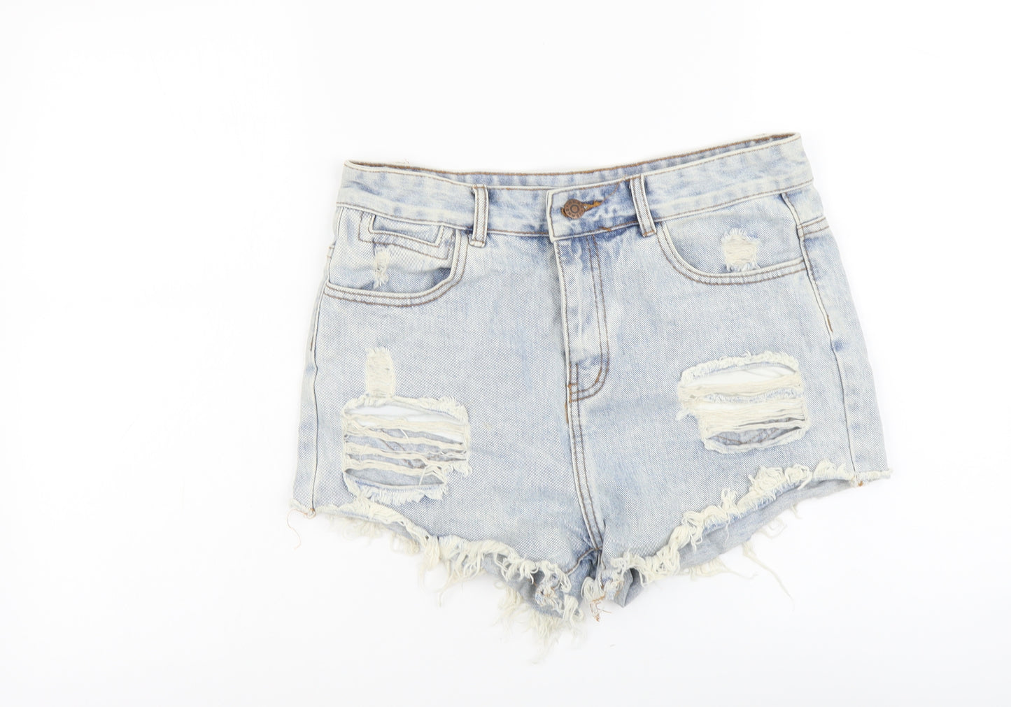 SheIn Womens Blue Cotton Cut-Off Shorts Size L L3 in Regular Button