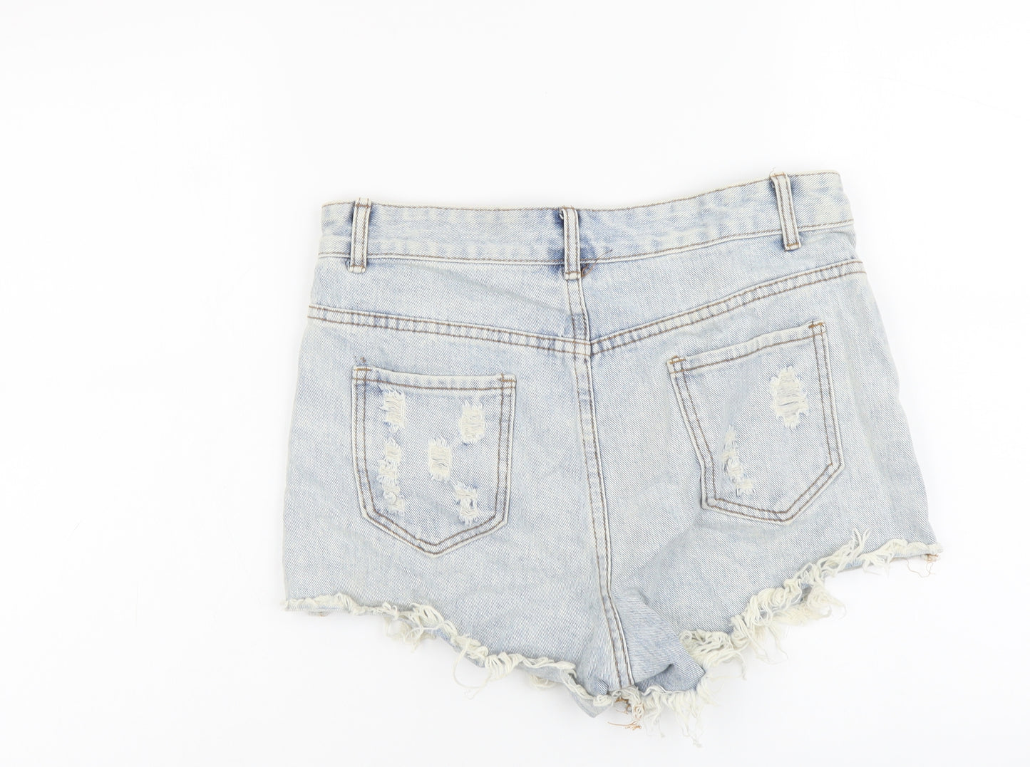 SheIn Womens Blue Cotton Cut-Off Shorts Size L L3 in Regular Button