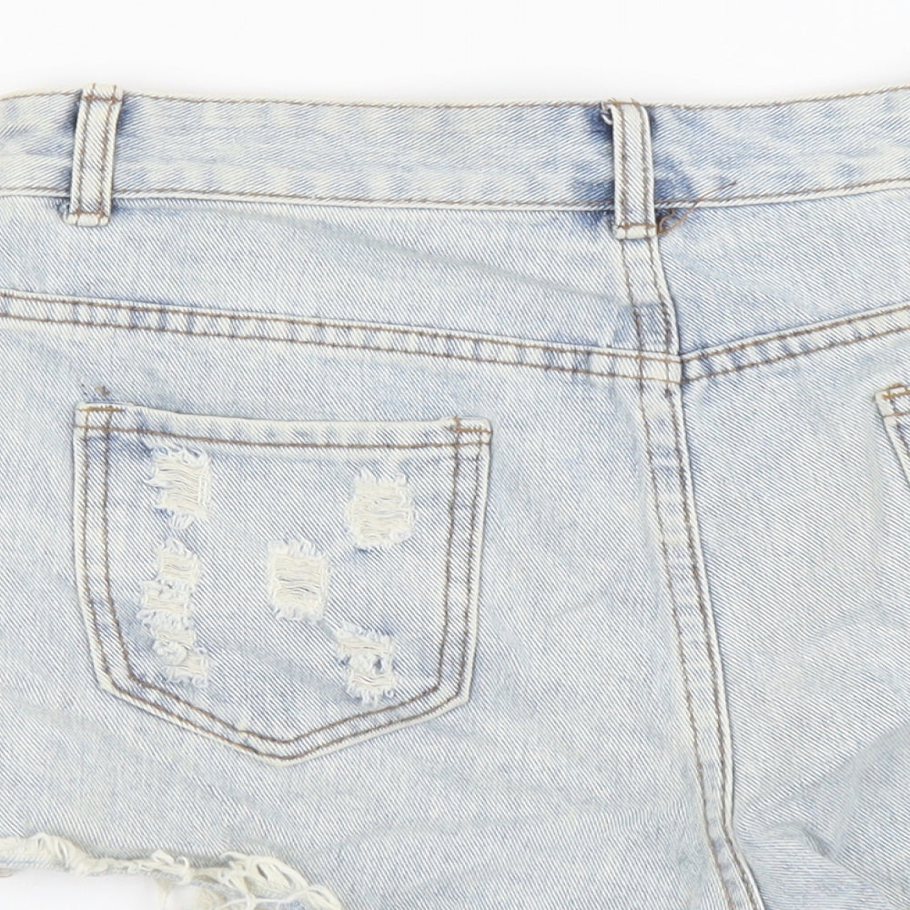 SheIn Womens Blue Cotton Cut-Off Shorts Size L L3 in Regular Button