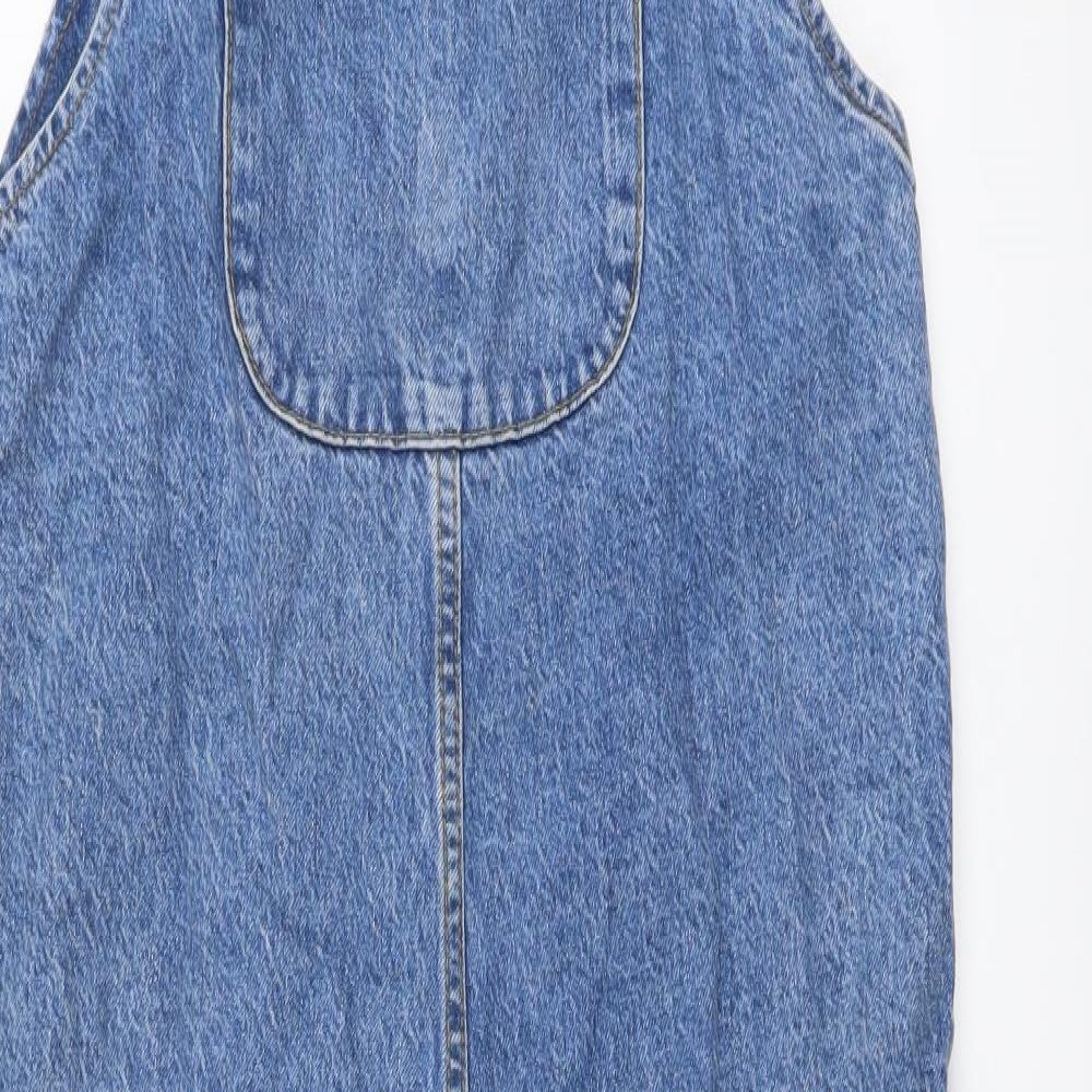 Zara Womens Blue Cotton Dungaree One-Piece Size S Button