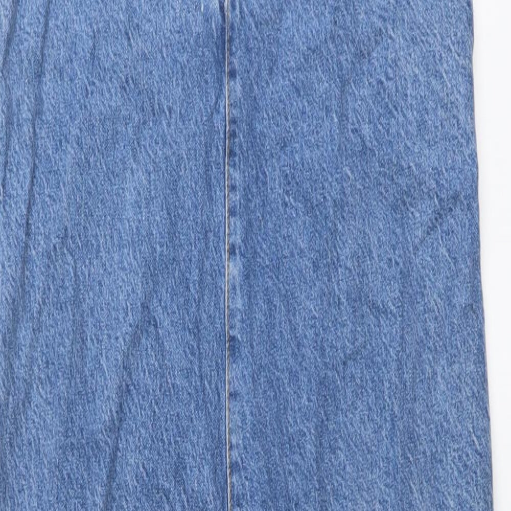 Zara Womens Blue Cotton Dungaree One-Piece Size S Button