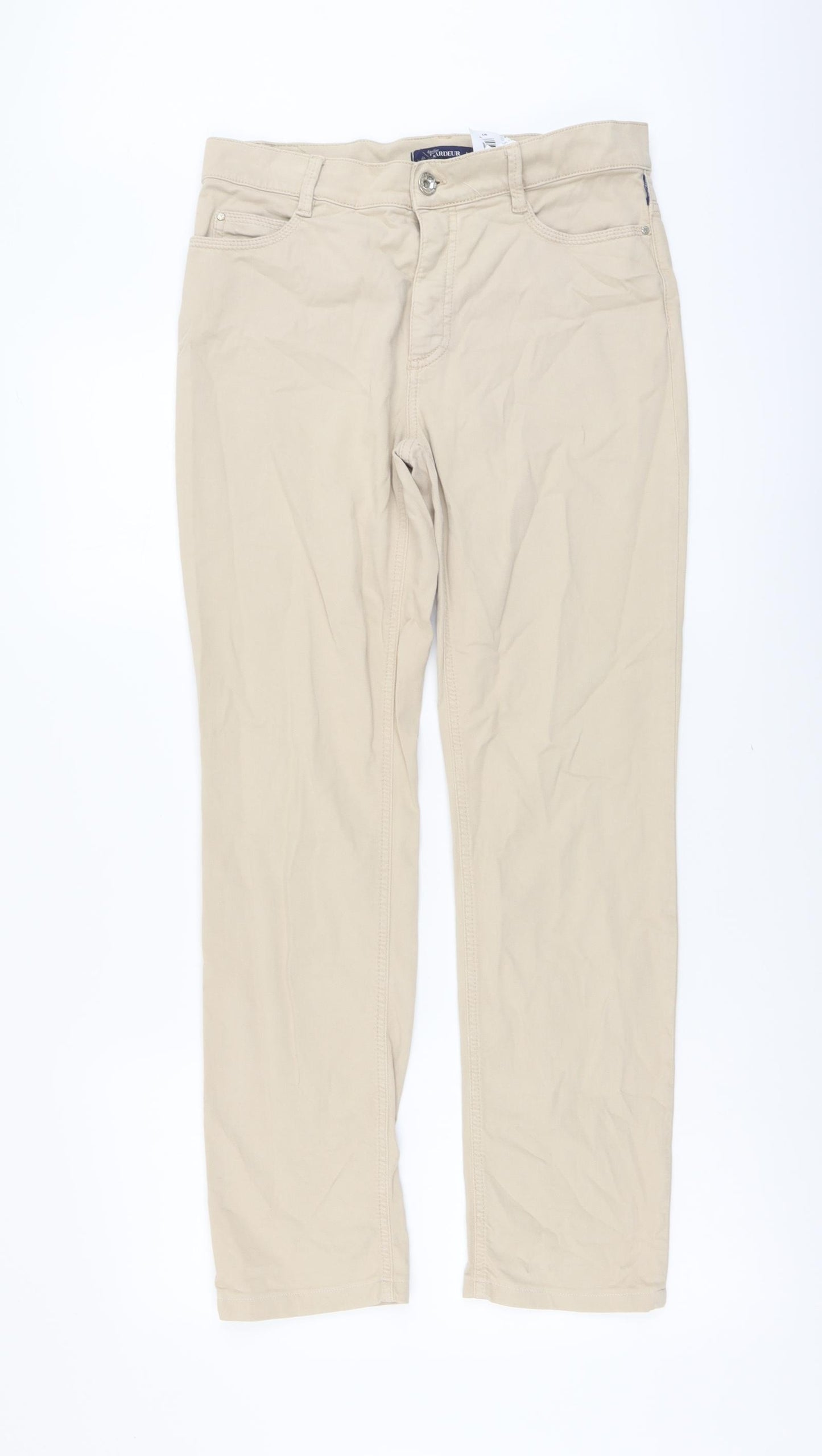 Atelier Gardeur Womens Beige Cotton Straight Jeans Size 12 L29 in Regular Button