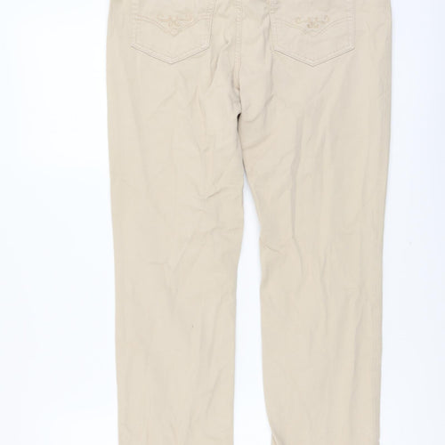 Atelier Gardeur Womens Beige Cotton Straight Jeans Size 12 L29 in Regular Button