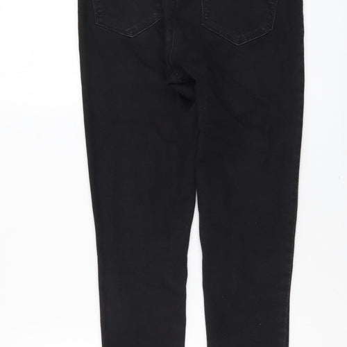 Miss Selfridge Womens Black Cotton Skinny Jeans Size 12 L26 in Regular Button