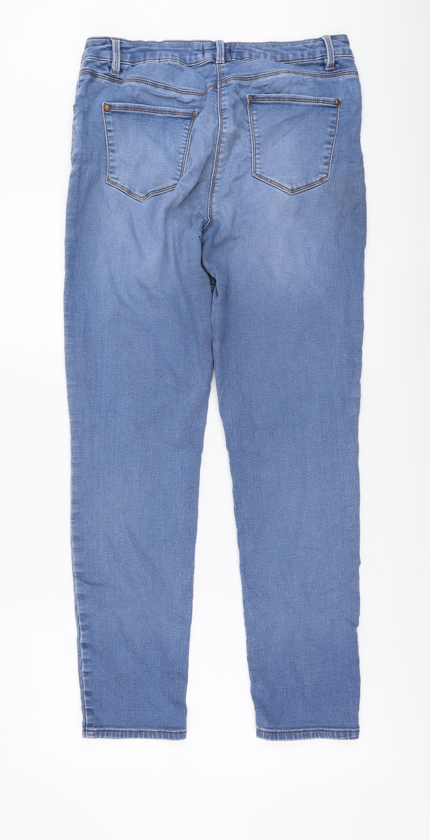 /Denim Womens Blue Cotton Straight Jeans Size 14 L30 in Regular Button