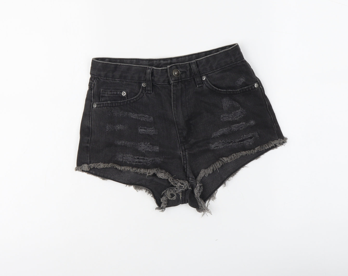 H&M Womens Grey Cotton Cut-Off Shorts Size 6 L3 in Regular Button