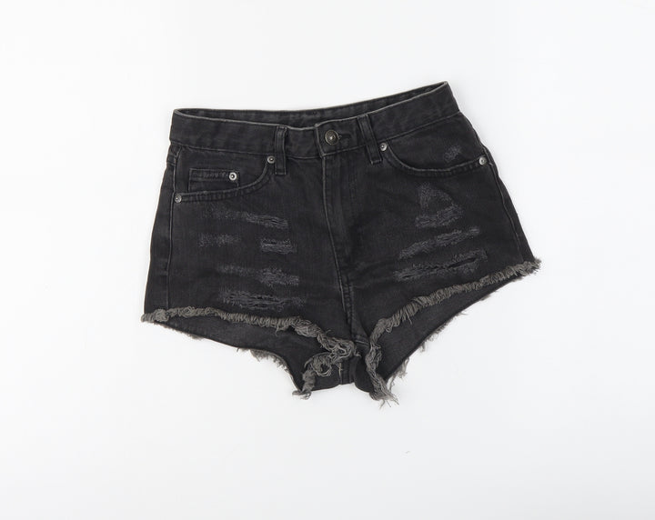 H&M Womens Grey Cotton Cut-Off Shorts Size 6 L3 in Regular Button