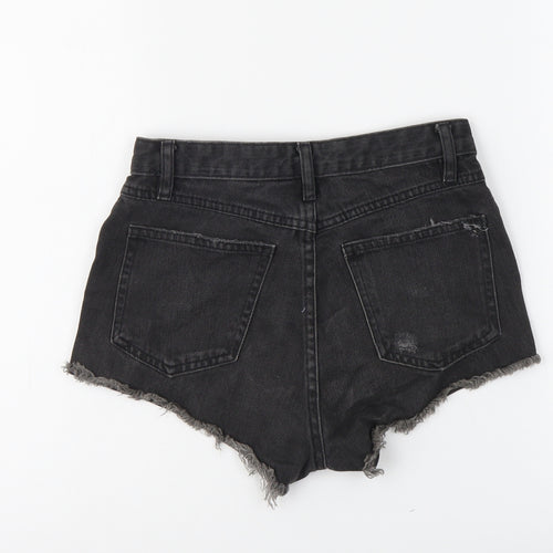 H&M Womens Grey Cotton Cut-Off Shorts Size 6 L3 in Regular Button