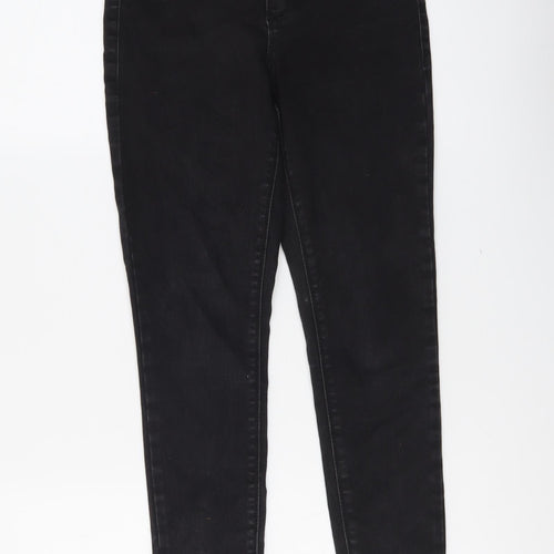 Missguided Womens Black Cotton Jegging Jeans Size 8 L26 in Slim Button