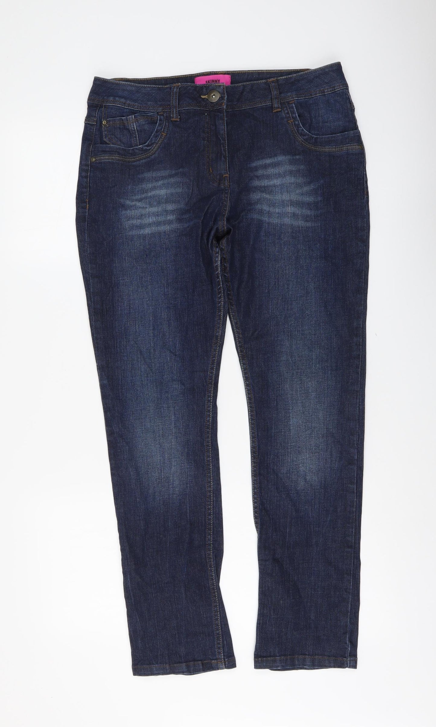 George Womens Blue Cotton Straight Jeans Size 14 L29 in Regular Button