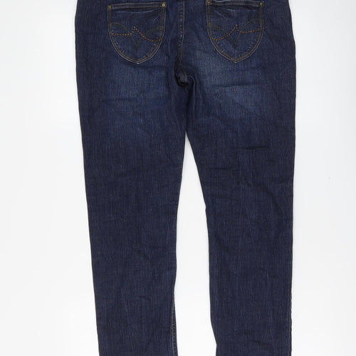 George Womens Blue Cotton Straight Jeans Size 14 L29 in Regular Button