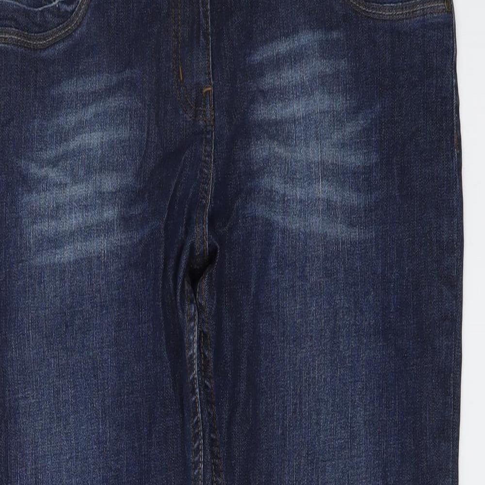 George Womens Blue Cotton Straight Jeans Size 14 L29 in Regular Button