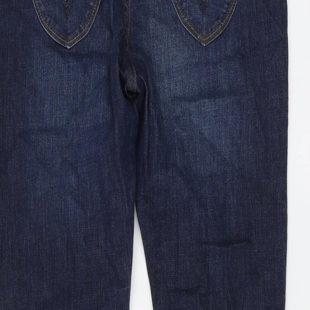 George Womens Blue Cotton Straight Jeans Size 14 L29 in Regular Button