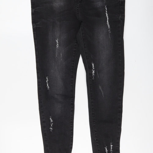 I-X London Womens Grey Cotton Skinny Jeans Size 10 L29 in Regular Button