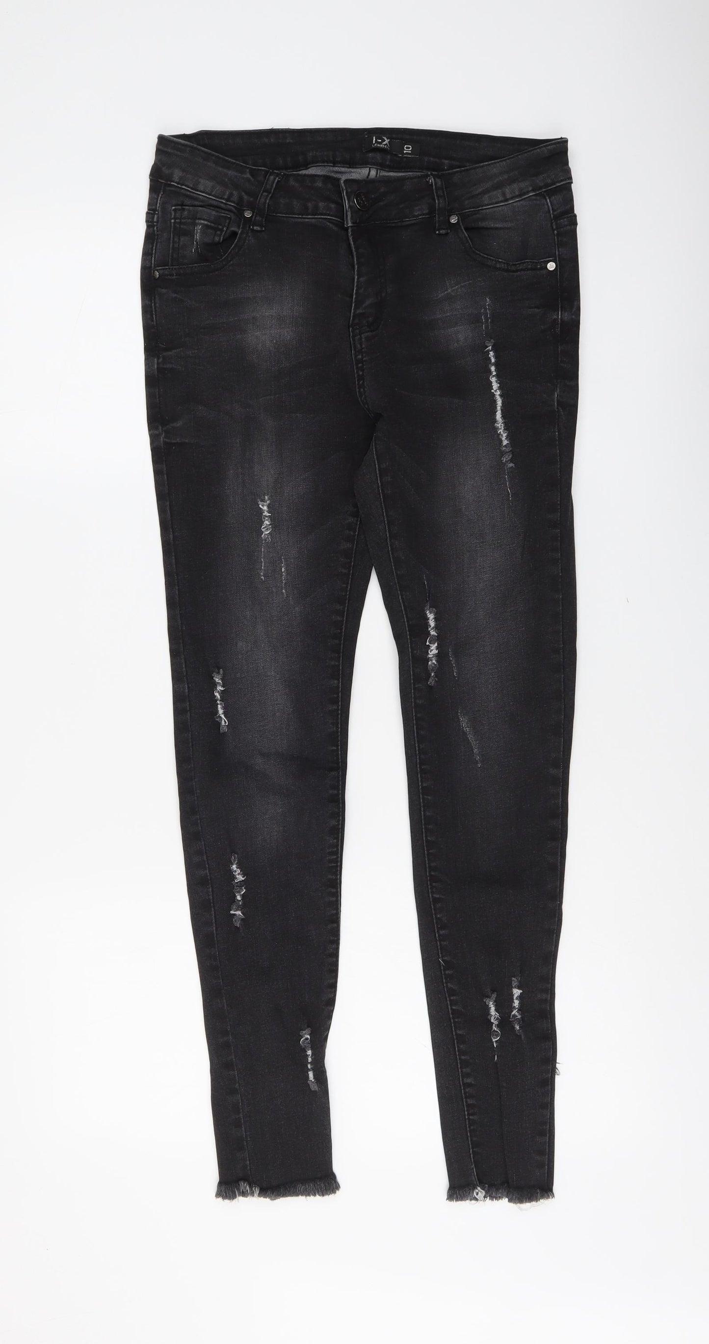 I-X London Womens Grey Cotton Skinny Jeans Size 10 L29 in Regular Button